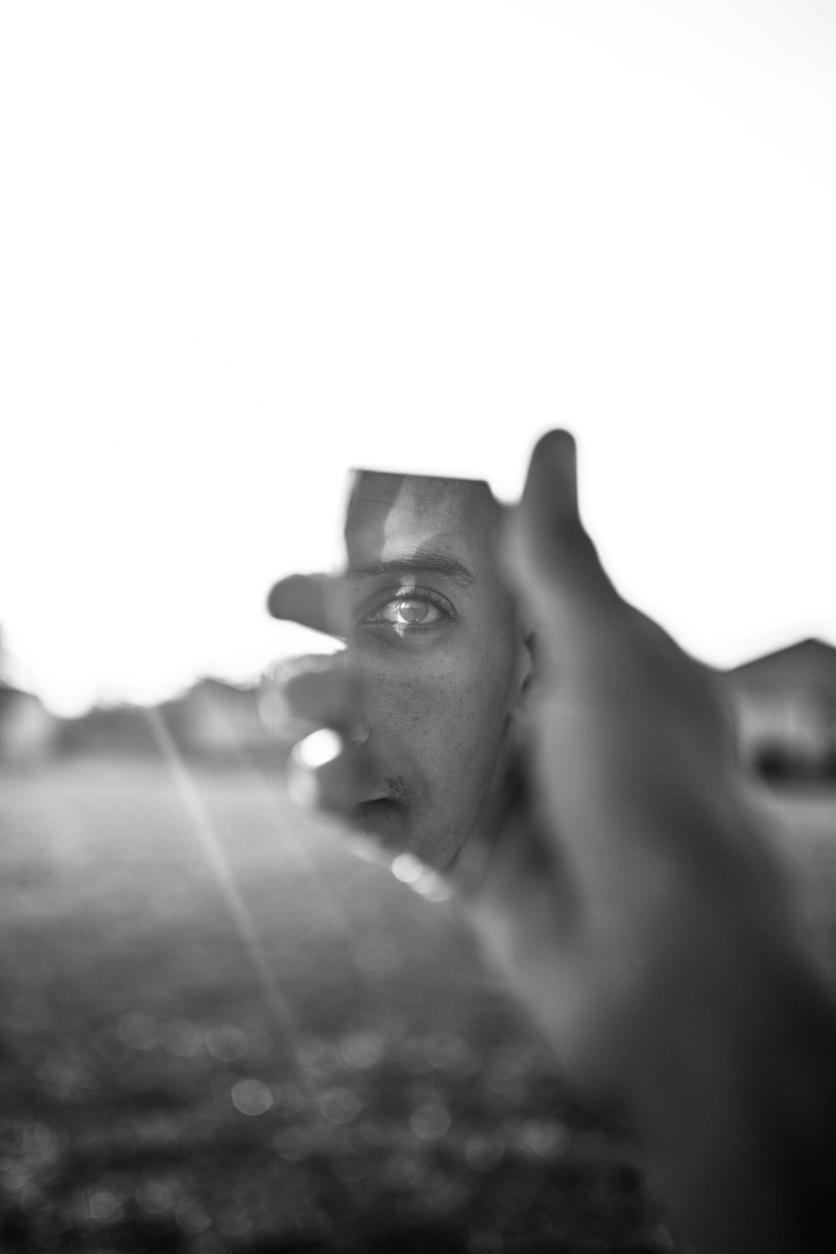 Grayscale Photo of Human Hand